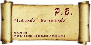 Platzkó Bereniké névjegykártya